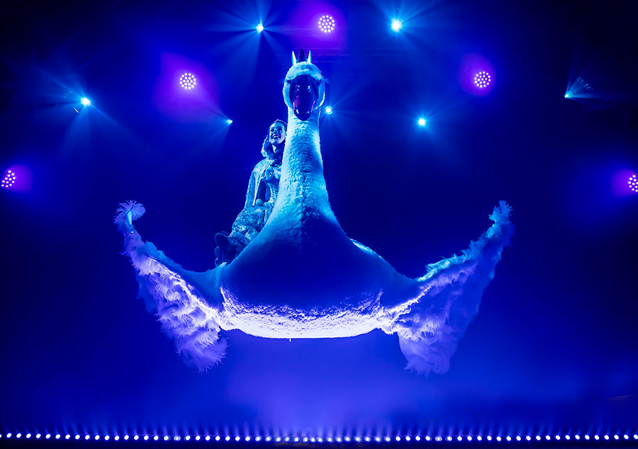 Photography by Pamela Raith Ron Mechanical Swan Mercury Theatre - Pamela Raith Photography